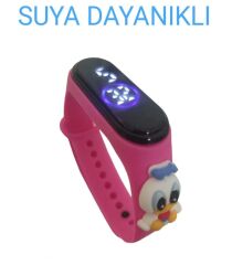 DZC KUZENLER AVM DİJİTAL DOKUNMATİK LED EKRAN SU GEÇİRMEZ FİGÜRLÜ ÇOCUK KOL SAAT SLİKON (AKILLI DEĞİLLER) pembe-beyaz-sarı