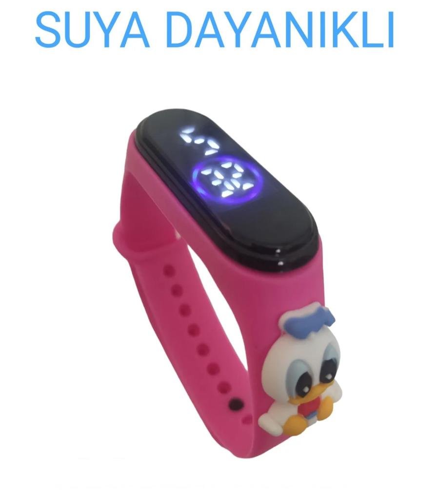 DZC KUZENLER AVM DİJİTAL DOKUNMATİK LED EKRAN SU GEÇİRMEZ FİGÜRLÜ ÇOCUK KOL SAAT SLİKON (AKILLI DEĞİLLER) pembe-beyaz-sarı