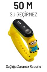 DZC KUZENLER AVM DİJİTAL DOKUNMATİK LED EKRAN SU GEÇİRMEZ FİGÜRLÜ ÇOCUK KOL SAAT SLİKON KORDON BİLEKLİK KARAKTERLİ Sarı Minyon