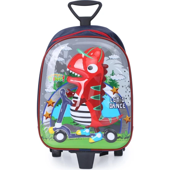 DZC KUZENLER ÇANTA DİNAZOR Tekerlekli Çocuk Sırt Çantası KABARTMALI DİNO ÇEKÇEKLİ OKUL KREŞ