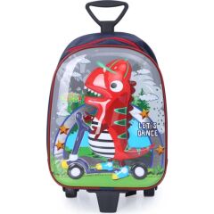 DZC KUZENLER ÇANTA DİNAZOR Tekerlekli Çocuk Sırt Çantası KABARTMALI DİNO ÇEKÇEKLİ OKUL KREŞ