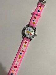 DZC KUZENLER AVM Pembe Silikon Kordon Kalp Desenli Kız Çocuk Saati