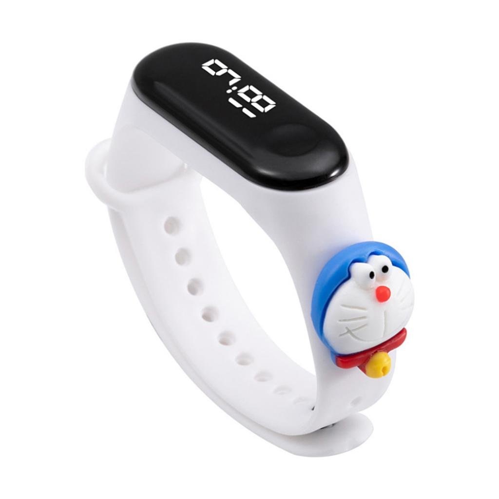 DZC KUZENLER AVM DİJİTAL DOKUNMATİK LED EKRAN SU GEÇİRMEZ FİGÜRLÜ ÇOCUK KOL SAAT SLİKON KORDON BİLEKLİK KARAKTERLİ BEYAZ KEDİ DORAEMON