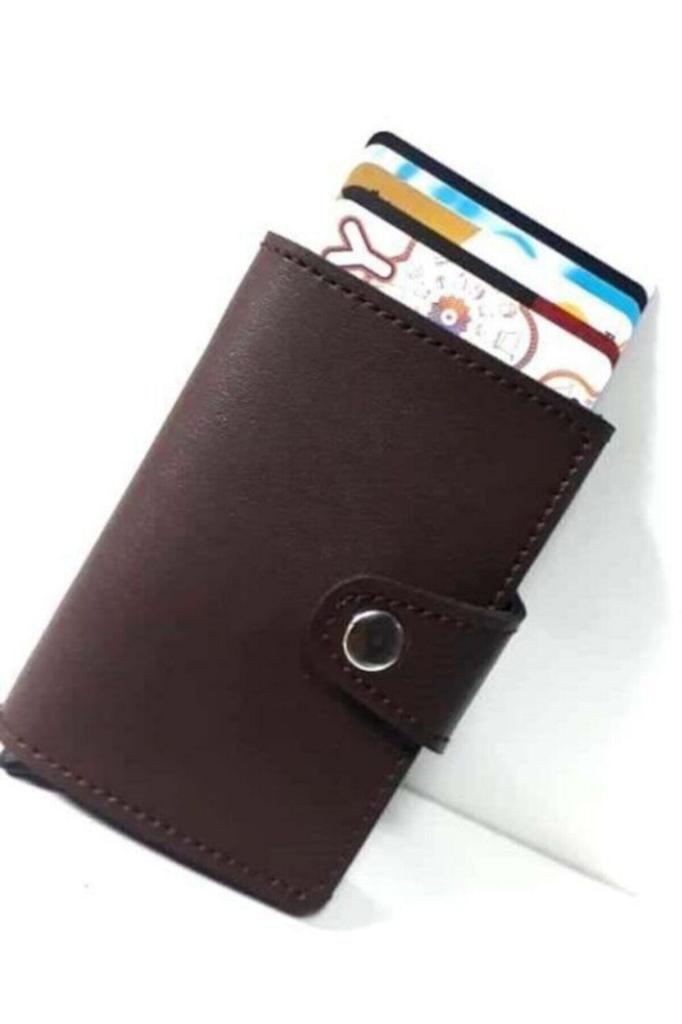 DZC KUZENLER AVM Unisex Taba  Otomatik Mekanizmalı Para Bölmeli Kartlık Cüzdan KAHVERENGİ
