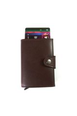 DZC KUZENLER AVM Unisex Taba  Otomatik Mekanizmalı Para Bölmeli Kartlık Cüzdan KAHVERENGİ