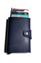DZC KUZENLER AVM Unisex Taba  Otomatik Mekanizmalı Para Bölmeli Kartlık Cüzdan LACİVERT