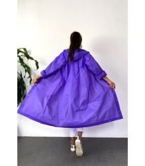 DZC KUZENLER AVM Kadın Erkek Yağmurluk Kapüşonlu Çıtçıtlı Eva Yağmurluk RÜZGARLIK mor