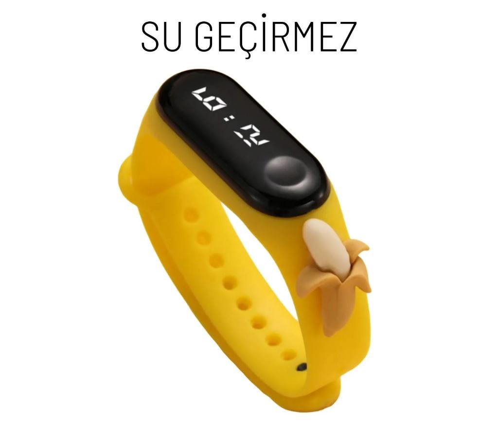 DZC KUZENLER AVM DİJİTAL DOKUNMATİK LED EKRAN SU GEÇİRMEZ FİGÜRLÜ ÇOCUK KOL SAAT SLİKON KORDON BİLEKLİK KARAKTERLİ sarı-krem