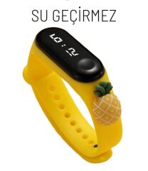 DZC KUZENLER AVM DİJİTAL DOKUNMATİK LED EKRAN SU GEÇİRMEZ FİGÜRLÜ ÇOCUK KOL SAAT SLİKON KORDON BİLEKLİK KARAKTERLİ sarı-ananas