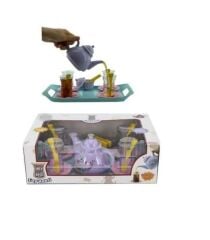 22 parça ince Belli Bardak Çay Seti TEPSİLİ Oyuncak MUTFAK EVCİLİK