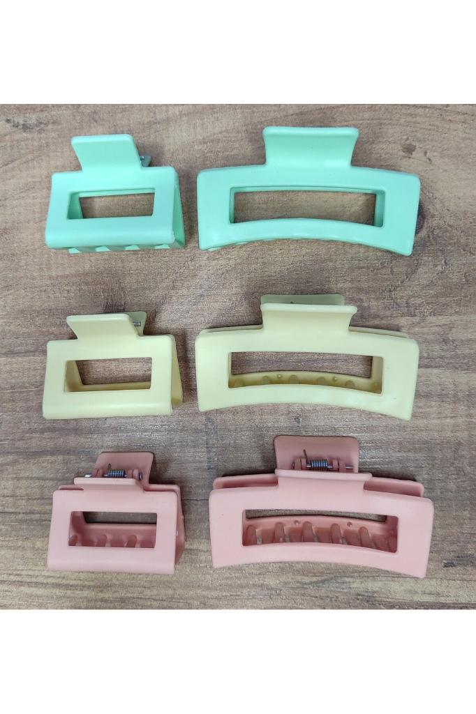 Kadın Renkli Karşık Mandal Toka Seti (RENKLİ KISKAÇLI SAÇ TOKASI 8,5 CM) DÜZ 1.SET - Tek Ebat