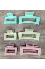 Kadın Renkli Karşık Mandal Toka Seti (RENKLİ KISKAÇLI SAÇ TOKASI 8,5 CM) DÜZ 1.SET - Tek Ebat