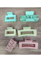 Kadın Renkli Karşık Mandal Toka Seti (RENKLİ KISKAÇLI SAÇ TOKASI 8,5 CM) DÜZ 1.SET - Tek Ebat