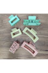 Kadın Renkli Karşık Mandal Toka Seti (RENKLİ KISKAÇLI SAÇ TOKASI 8,5 CM) DÜZ 1.SET - Tek Ebat