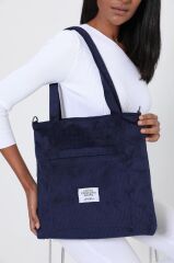 Dzc kuzenler avm Kadın Bej  Fileli Kadife Omuz Çantası LACİVERT