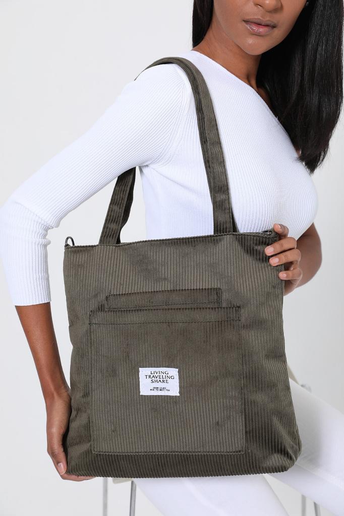 Dzc kuzenler avm Kadın Bej  Fileli Kadife Omuz Çantası Gri