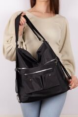 Kadın Saten Kumaş Kolon Askılı Kullanışlı Sırt Ve Omuz Çanta Tarçın SİYAH