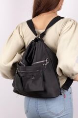 Kadın Saten Kumaş Kolon Askılı Kullanışlı Sırt Ve Omuz Çanta Tarçın SİYAH