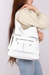 Kadın Saten Kumaş Kolon Askılı Kullanışlı Sırt Ve Omuz Çanta Tarçın BEYAZ