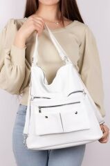 Kadın Saten Kumaş Kolon Askılı Kullanışlı Sırt Ve Omuz Çanta Tarçın BEYAZ