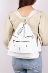 Kadın Saten Kumaş Kolon Askılı Kullanışlı Sırt Ve Omuz Çanta Tarçın BEYAZ