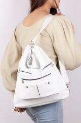 Kadın Saten Kumaş Kolon Askılı Kullanışlı Sırt Ve Omuz Çanta Tarçın BEYAZ