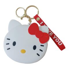 DZC KUZENLER AVM HELLO CITY PARA CÜZDANI ÇOCUK ÇANTA ANAHTARLIK LI fermuarlı SİLİKON BEYAZ