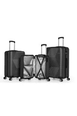 Gedox Polo abs kırılmaz valiz 3 lü set siyah füme SİYAH