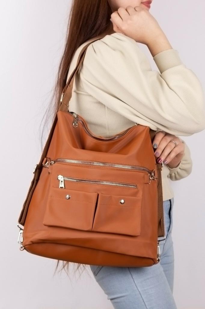 Kadın Saten Kumaş Kolon Askılı Kullanışlı Sırt Ve Omuz Çanta Tarçın TABA