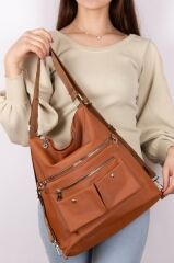 Kadın Saten Kumaş Kolon Askılı Kullanışlı Sırt Ve Omuz Çanta Tarçın TABA