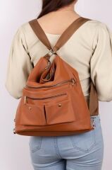 Kadın Saten Kumaş Kolon Askılı Kullanışlı Sırt Ve Omuz Çanta Tarçın TABA