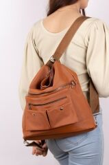 Kadın Saten Kumaş Kolon Askılı Kullanışlı Sırt Ve Omuz Çanta Tarçın TABA