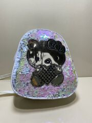 Kız Çocuk Siyah Payetli Hologramlı Hello Kity Sırt Çantası