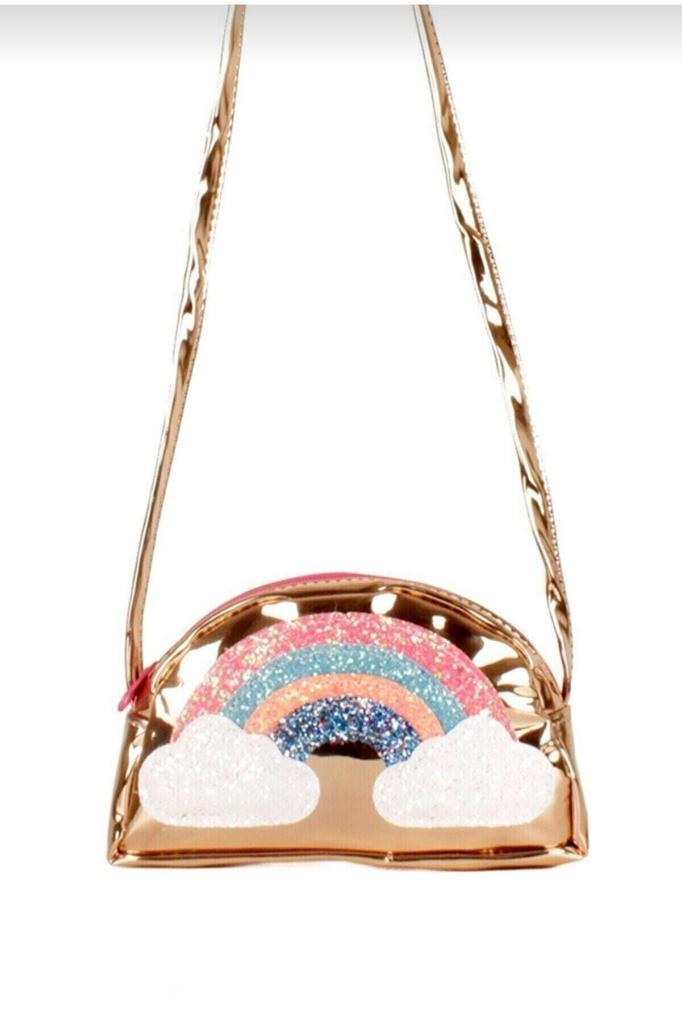 DZC KUZENLER AVM KIZ ÇOCUK ÇANTA ROZ GOLD PARLAK HOLGRAM GÖKKUŞAKLI OMUZ ASKILI
