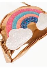 DZC KUZENLER AVM KIZ ÇOCUK ÇANTA ROZ GOLD PARLAK HOLGRAM GÖKKUŞAKLI OMUZ ASKILI