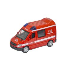 2 ADET Diecast Metal İTFAİYE VE AMBULANS Mercedes Sprinter Çek Bırak Işıklı Siren Sesli 14 Cm kapıları açılır