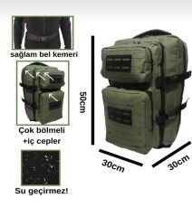 Haki Su Geçirmez Dağcı Kamp Çantası taktik YEŞİL