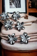 akrilik parlak gri 6 lı lotus madal toka küçük set Gri