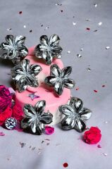akrilik parlak gri 6 lı lotus madal toka küçük set Gri