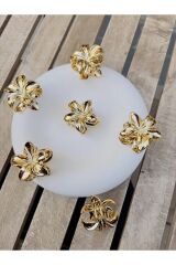akrilik parlak gri 6 lı lotus madal toka küçük set GOLD