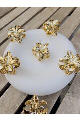 akrilik parlak gri 6 lı lotus madal toka küçük set GOLD