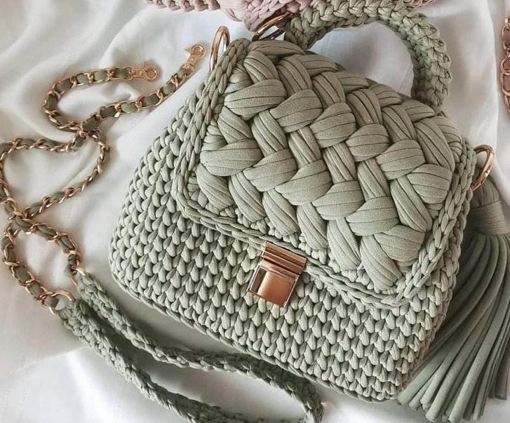 Kadın makrome el örgüsü çanta SU YEŞİLİ
