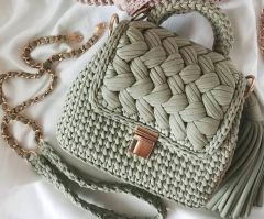 Kadın makrome el örgüsü çanta SU YEŞİLİ