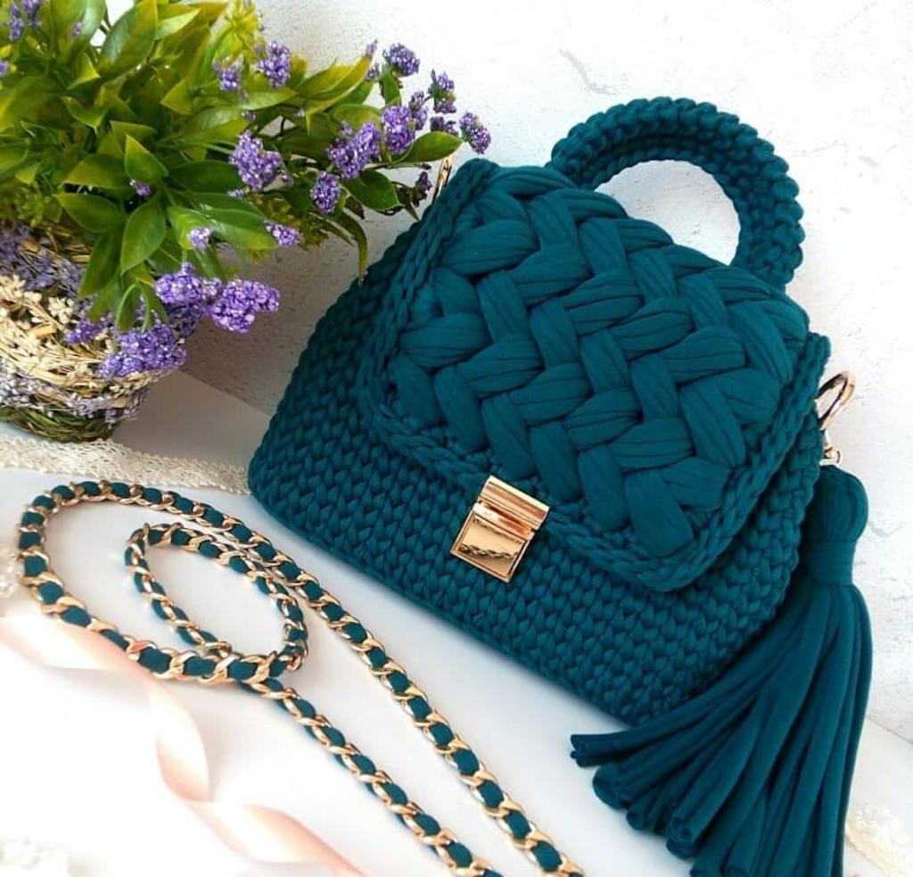 Kadın makrome el örgüsü çanta YEŞİL