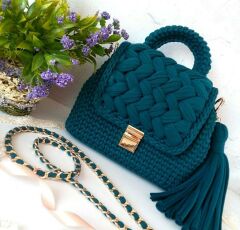 Kadın makrome el örgüsü çanta YEŞİL
