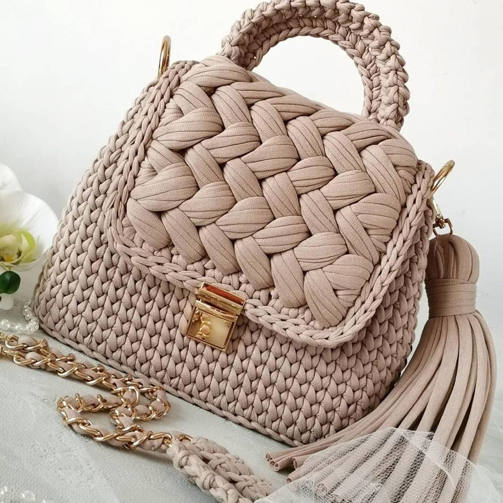 Kadın makrome el örgüsü çanta BEJ