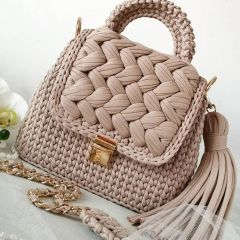 Kadın makrome el örgüsü çanta BEJ
