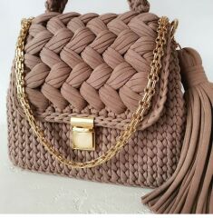 Kadın makrome el örgüsü çanta KAHVE