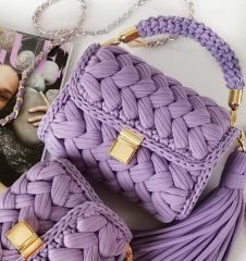 Kadın makrome el örgüsü çanta LİLA