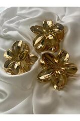 akrilik parlak büyük 2 lı lotus madal toka set 8CM (renk seçiniz) gri gold GOLD